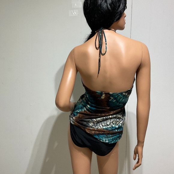 Vintage Belinda Top Blouse Size M Beads accents Halter Padded Bra Stretch USA - Picture 12 of 16